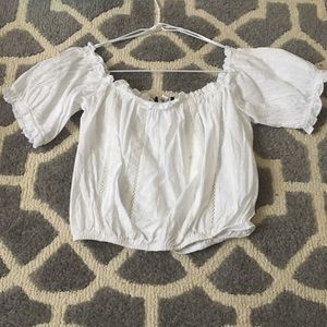 Bershka White Off shoulder cropped blouse